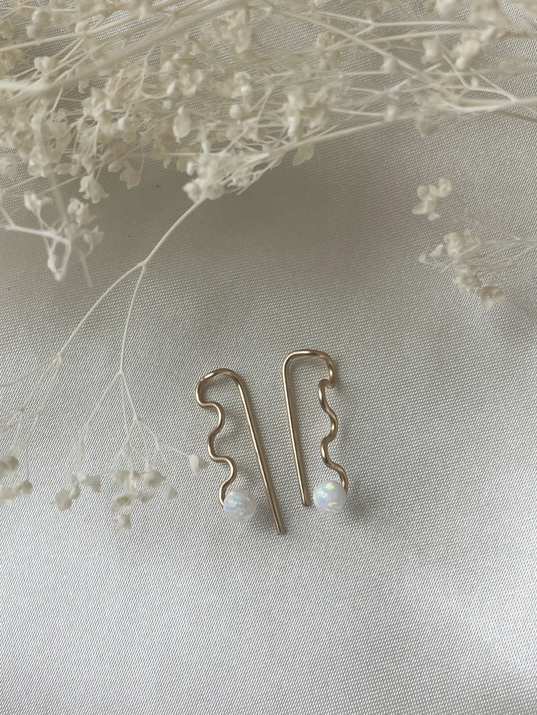 Squiggle opal threaders (gold filled)