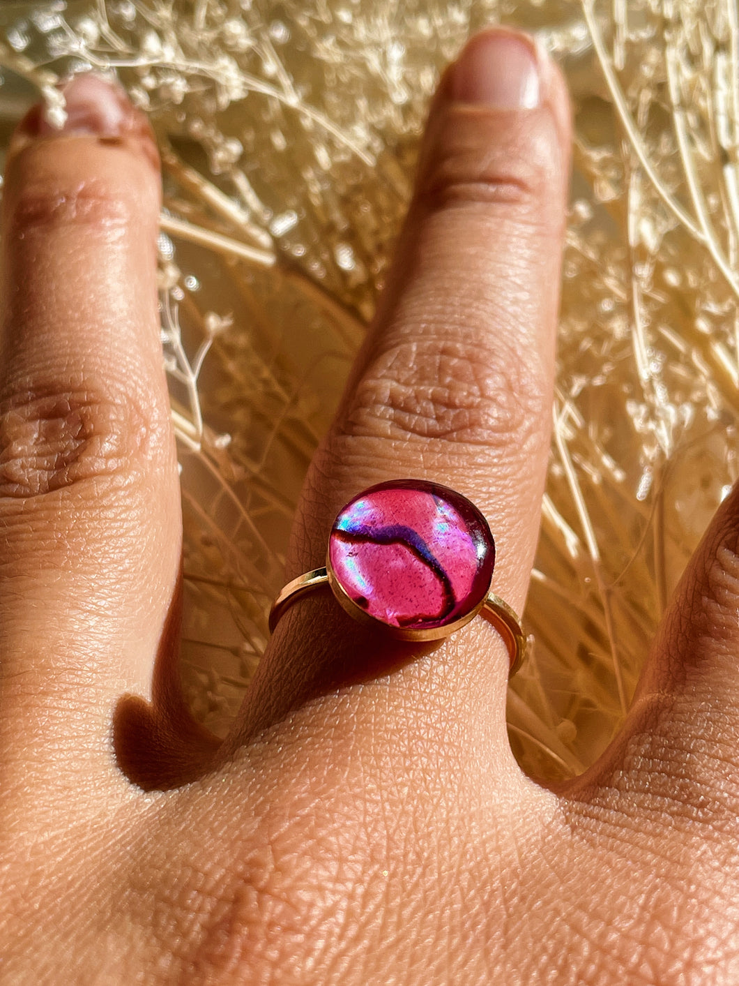 Hot Pink Gold Filled Ring