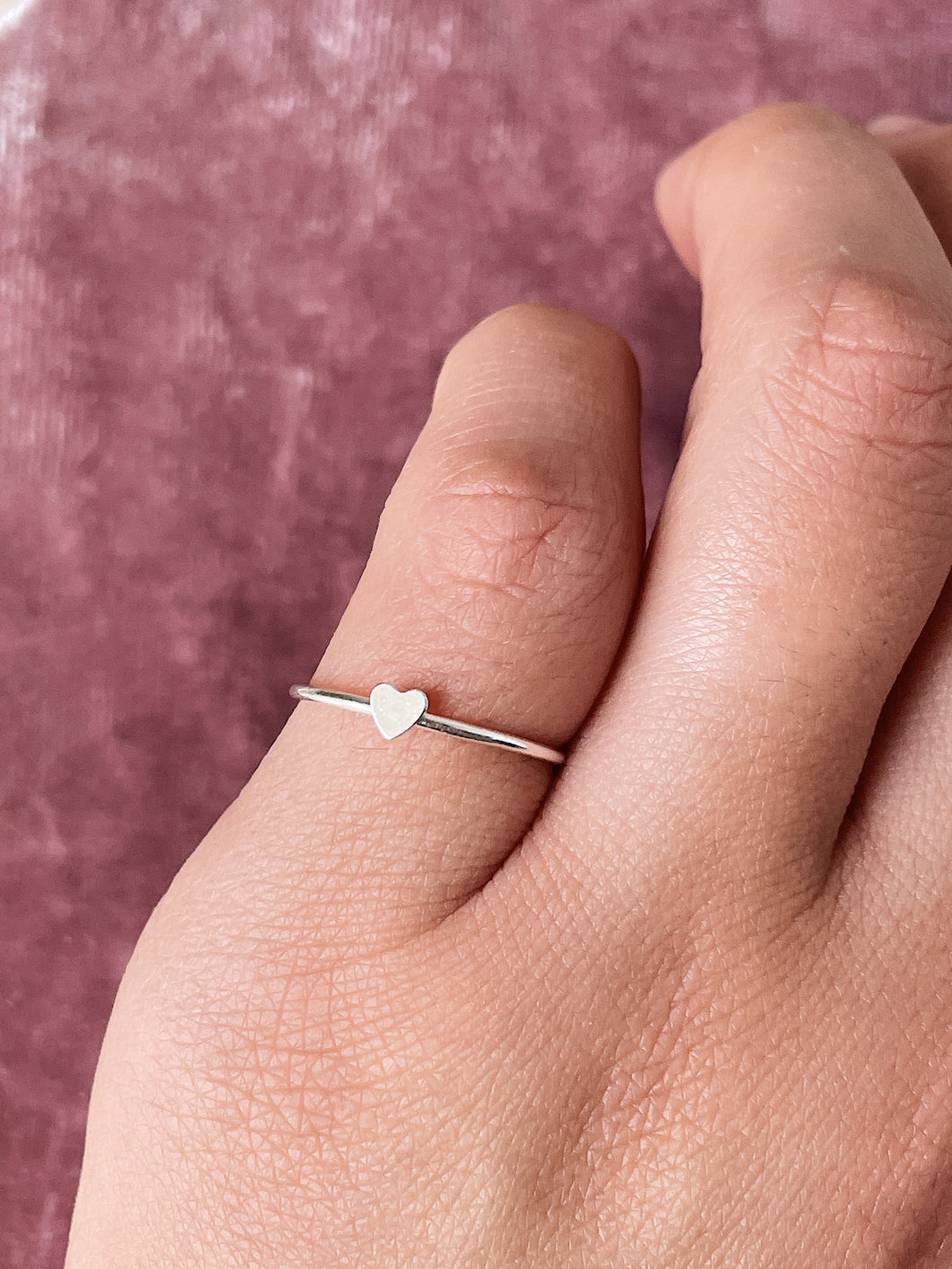 Dainty Silver Heart ring band