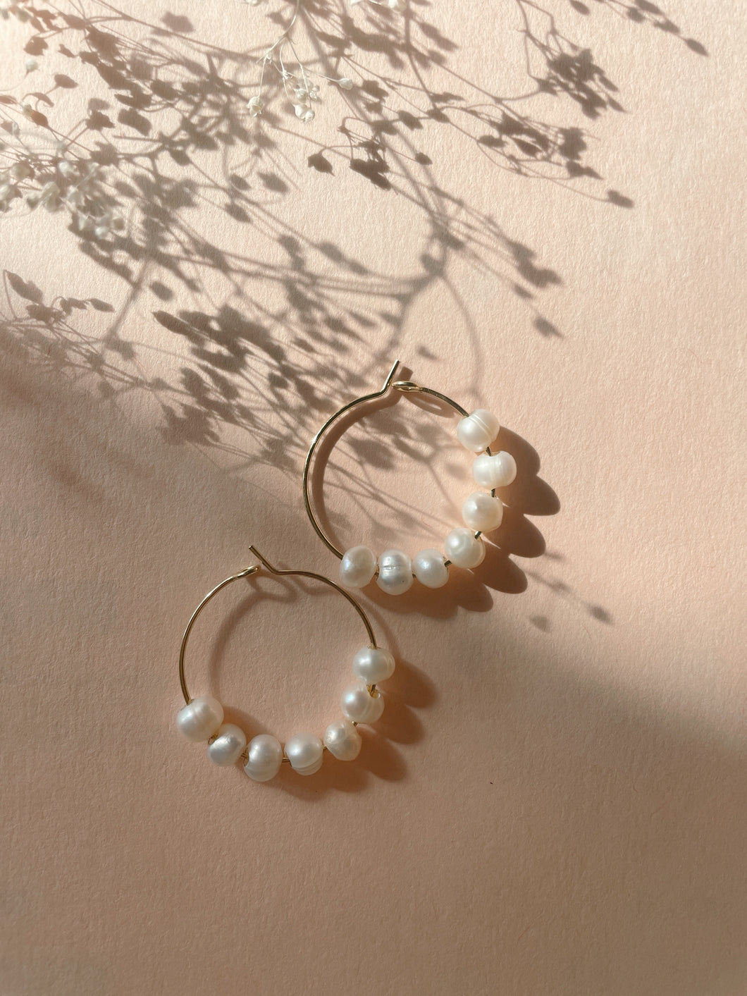 Gold Filled Pearl Hoops