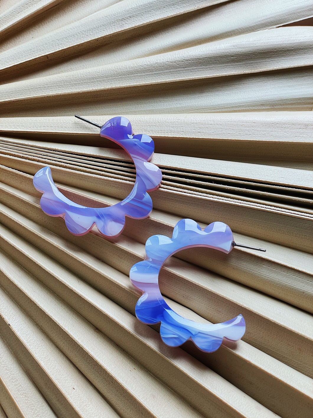 Purple Flower Hoops Acrylic Dangles